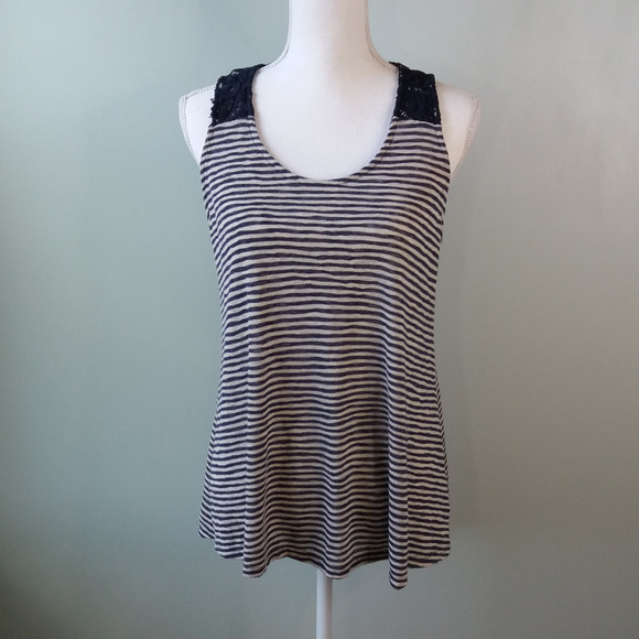 Anthropologie Tops - {Anthro | W5} Navy Gray Stripe Tank SZ Medium